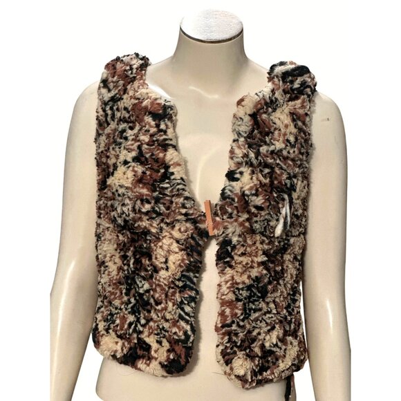 Classy City Chicks Other - CCC Faux Fur Girls Fluffy Cozy Open Front Brown Black Cream Leopard Plush Vest